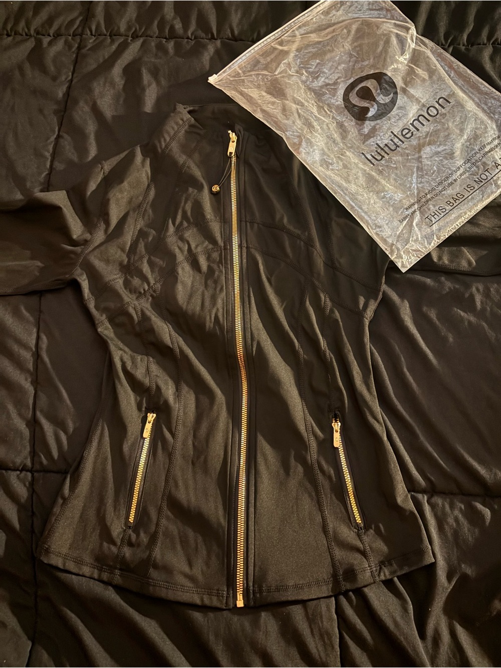 lululemon athletica Black Lightweight Shirt Jacket with Gold Zippers